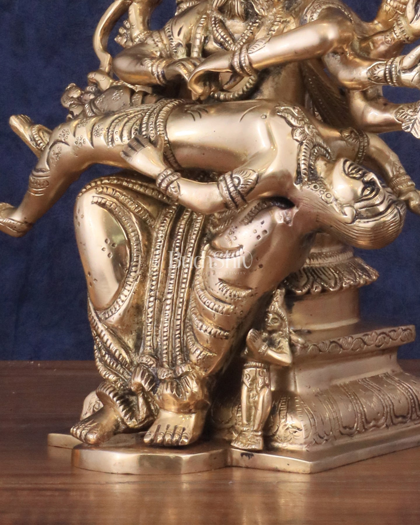 Pure Brass Narasimha Statue killing Hiranyakashipu and Prahlad - 13"