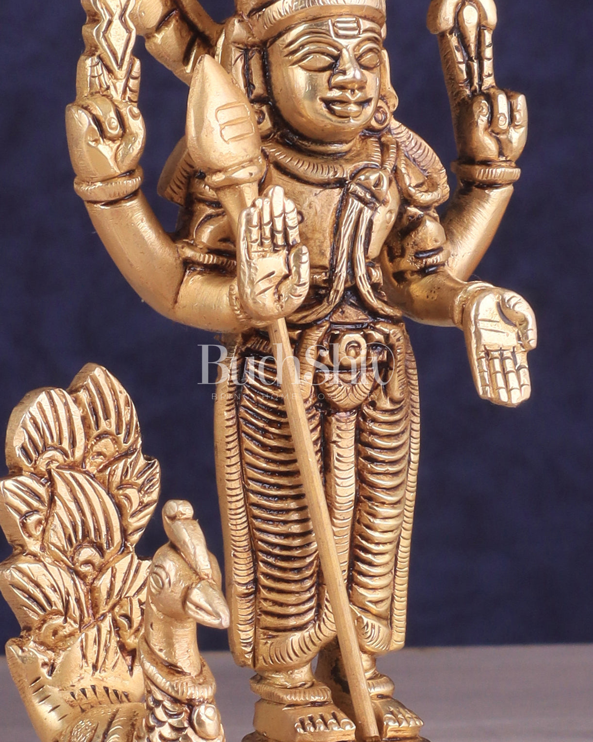 Handcrafted Brass Murugan Idol – 6.5"