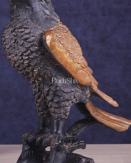 Pure Brass Eagle Statue in Antique Tone | Vastu & Feng Shui 13"