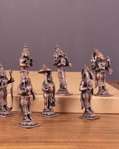 Pure Copper Vishnu Dashavatar Idol Set 3.5"