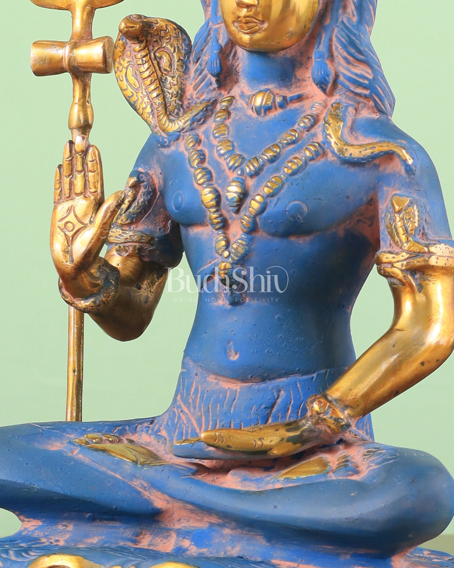 Brass Shiva Statue Duel tone blue sandfinish 13"