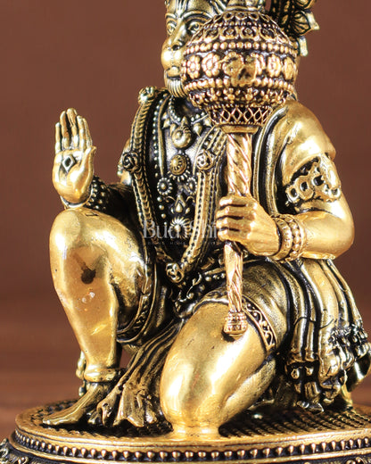 Pure Brass Superfine Lord Hanuman Idol golden tone