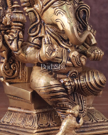 Brass Superfine Ganesha Idol Unique 9"