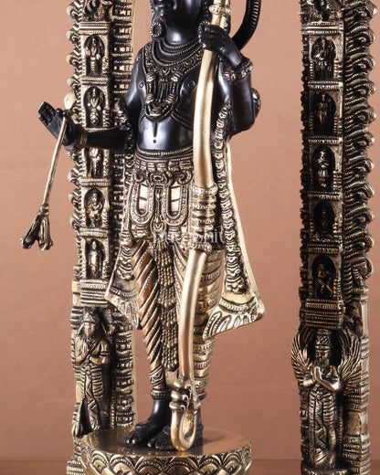 Majestic Ayodhya Ram Lalla Superfine Brass Sculpture - Black Edition, 18.5 Inch