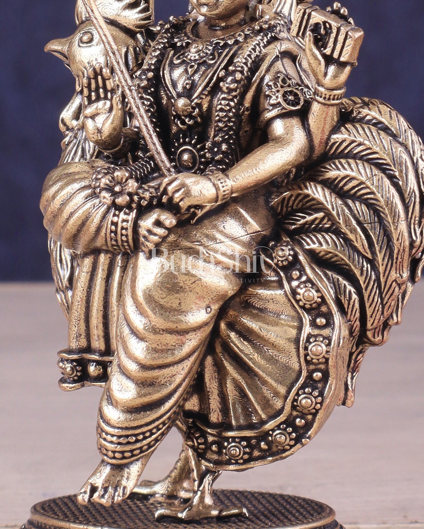 Pure Brass Bahuchara Mata Idol Sitting on Hen – Superfine Finish 4"