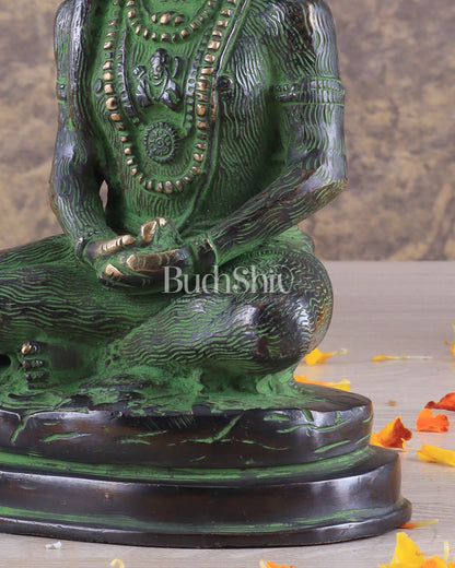 Pure Brass Hanuman Statue | black and green 7 inch