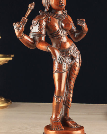 Pure Brass Ardhanarishwara Vintage dark red - 12.5 Inch