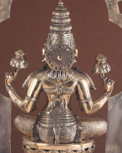 Pure Brass Large Goddess Lakshmi with Prabhavali Statue 32.5"