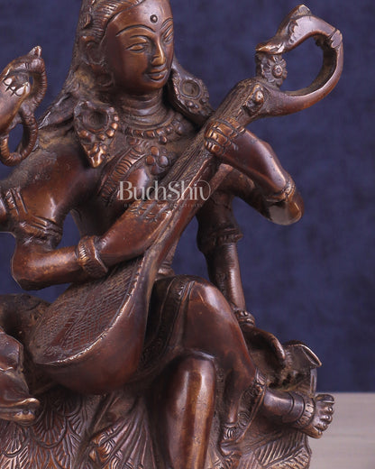 Vintage Brass Nepalese Goddess Saraswati Idol | Exquisite Craftsmanship