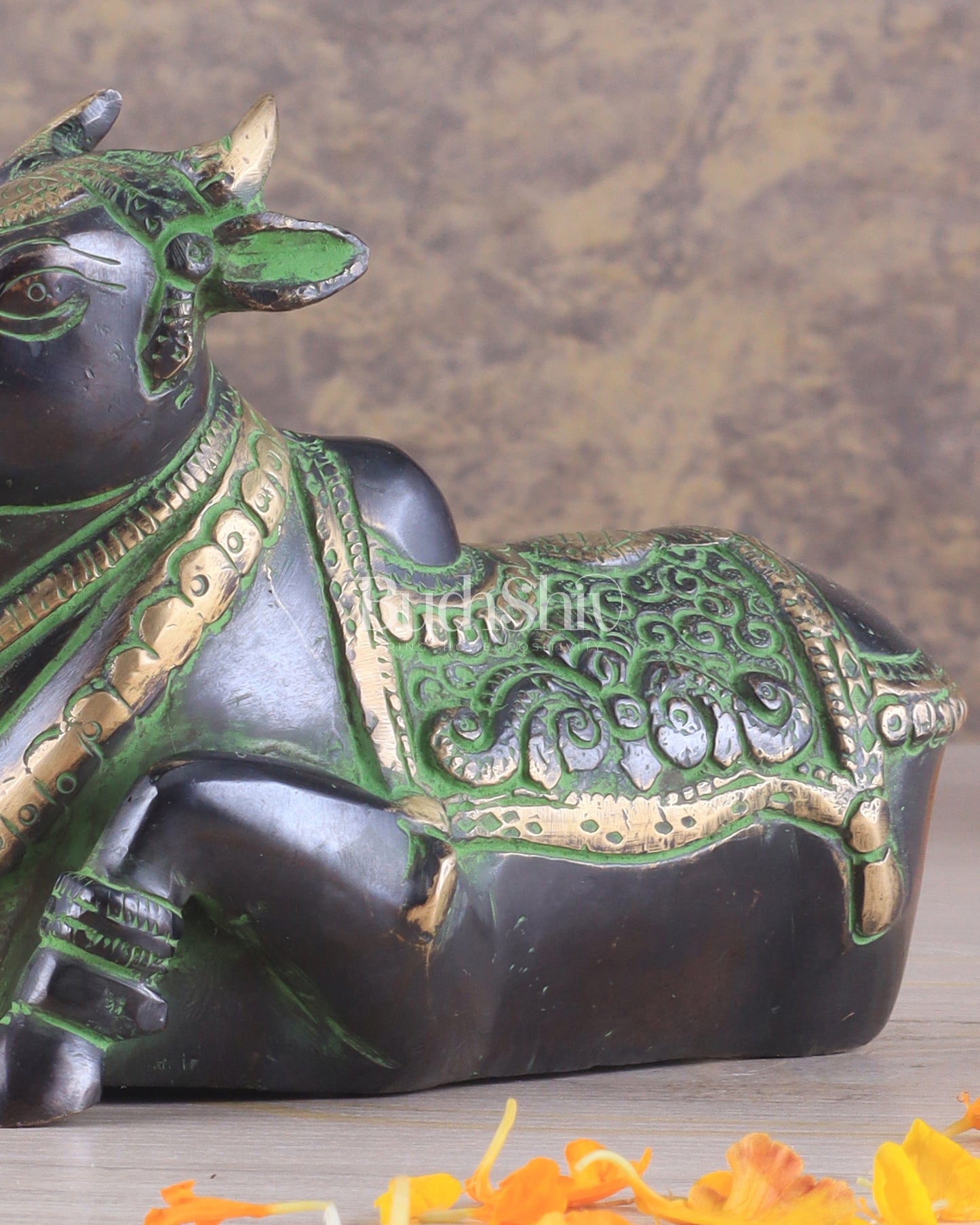 Brass Nandi Idol Black and green tone | 6"