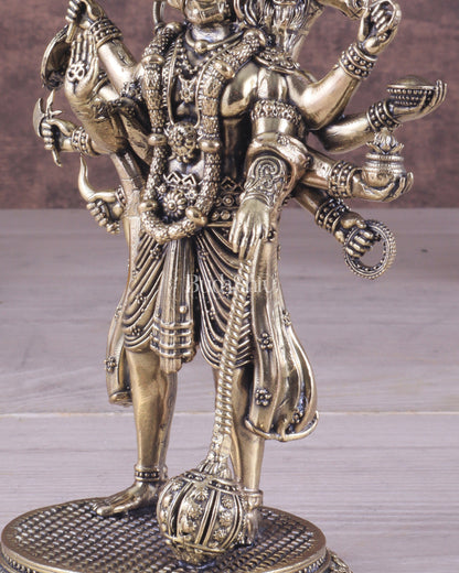 Pure Brass Superfine Standing Panchmukhi Hanuman Idol 6.5"