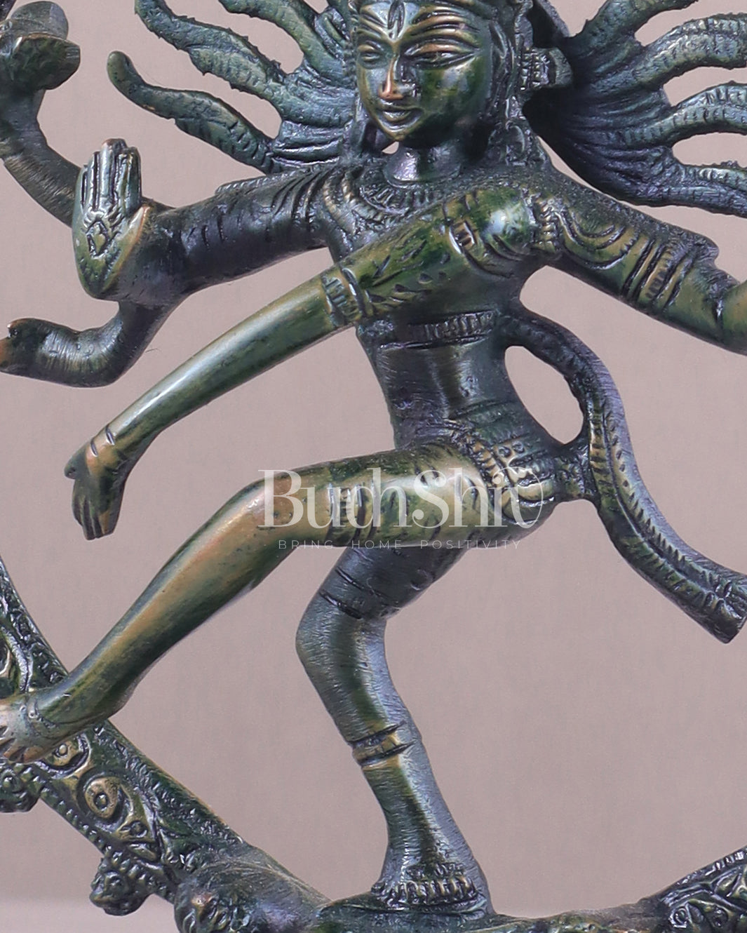 Brass Superfine Nataraja Idol - 7.5 Inch green antique tone