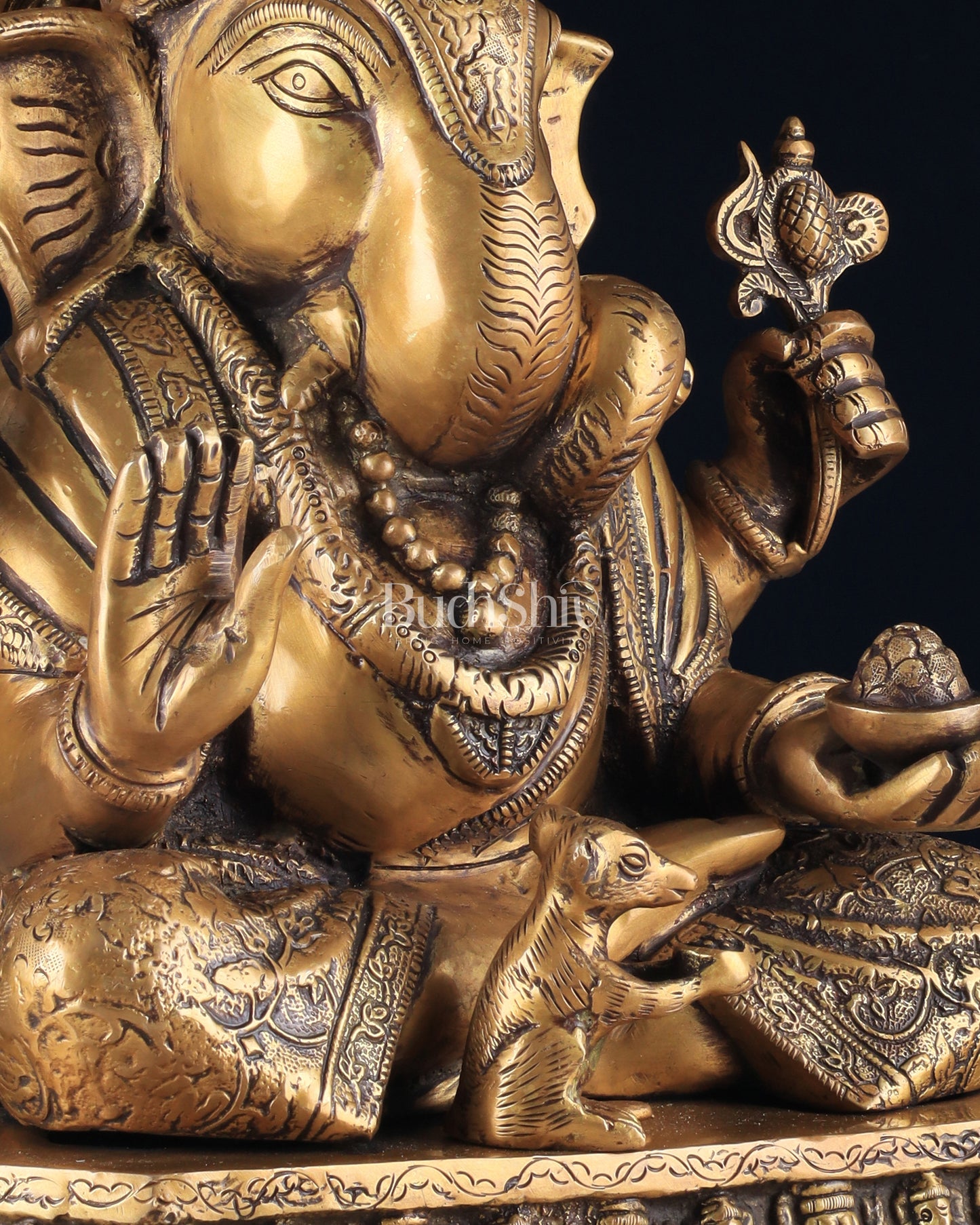 Brass Dagduseth Ganapati Statue – Divine Ganesh Idol (13.5 Inches)