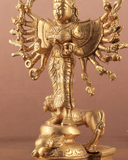 Mahisasur Mardini Durga Brass Idol 10" enhanced carvings