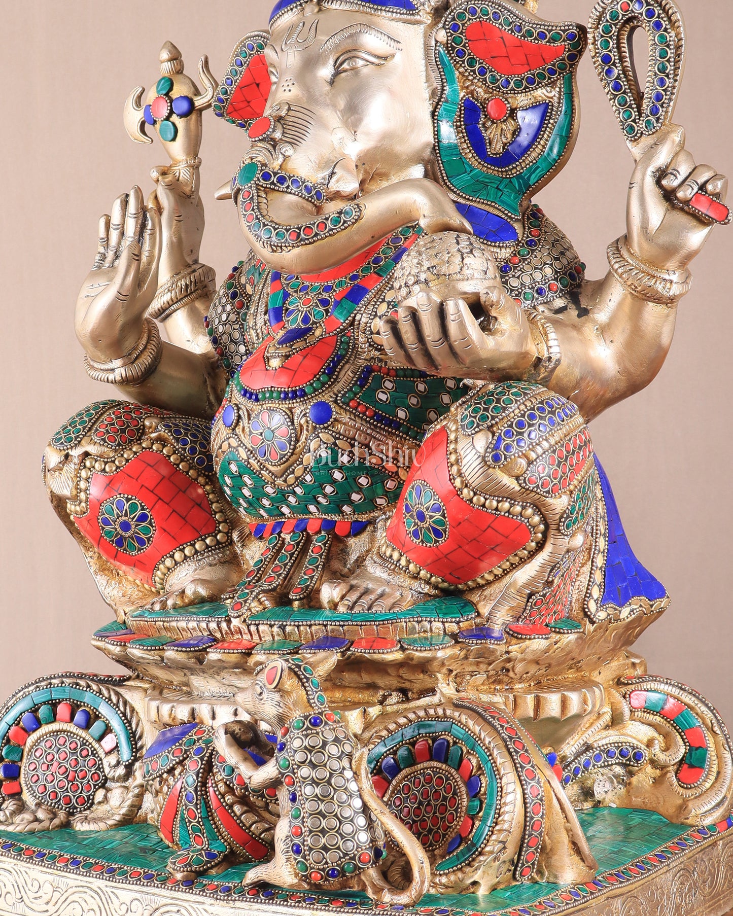 Brass Superfine Lord Ganesha Idol - 22 Inch meenakari