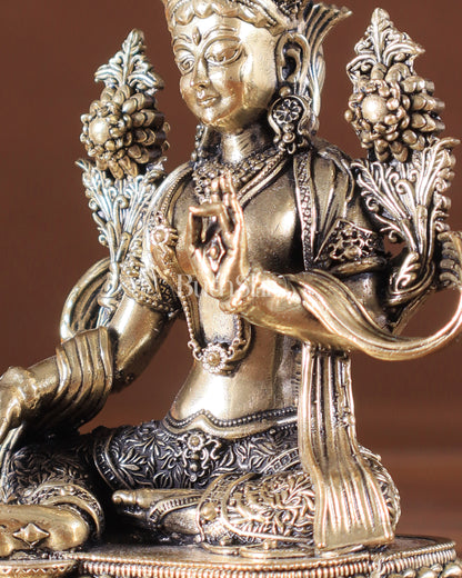 Pure Brass Superfine Tibetan Green Tara Idol 4.5"