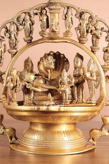 Pure Brass Large Lord Vishnu Darbar dashavatar Hanging Lamp 52"