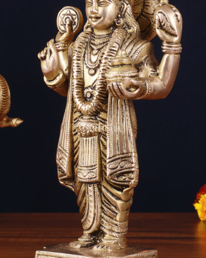 Pure Brass Lord Dhanvantari Statue – Finely Crafted, 9.5 Inch