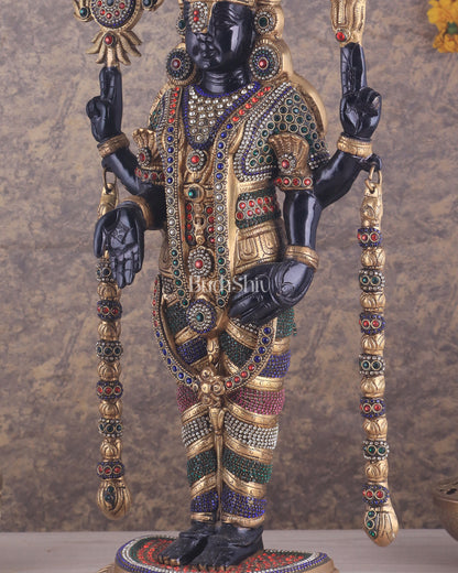 Pure Brass Lord Tirupati Balaji Venkateshwara Swamy idol | 24 inch black and gold