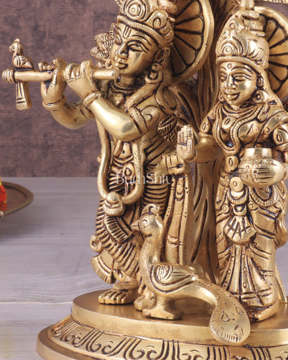 Pure Brass Superfine Radha Krishna Standing Under Kalpavriksha Statue