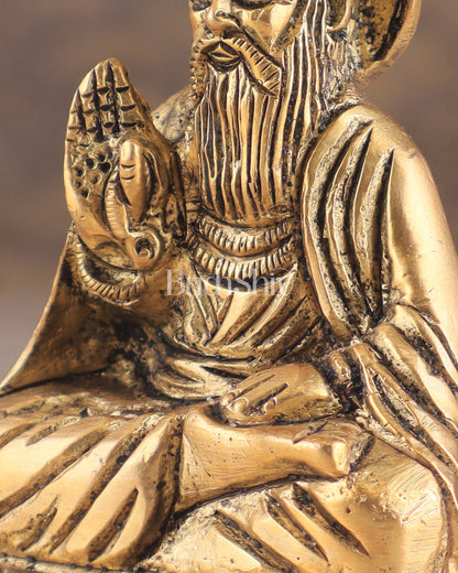 Brass Baba Guru Nanak Dev Ji miniature Statue - Sacred Sikh Religious Sculpture 3 inch