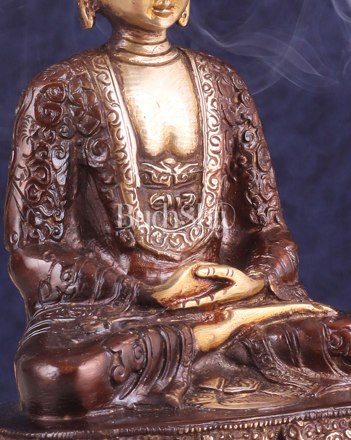 Dual tone Buddha in Deep Meditation Brass Statue | Intricate Craftsmanship 7"