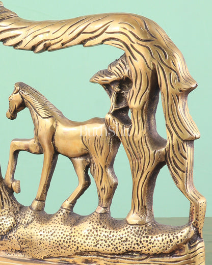 Brass Horse Showpiece 2D – Tabletop & Wall Hanging