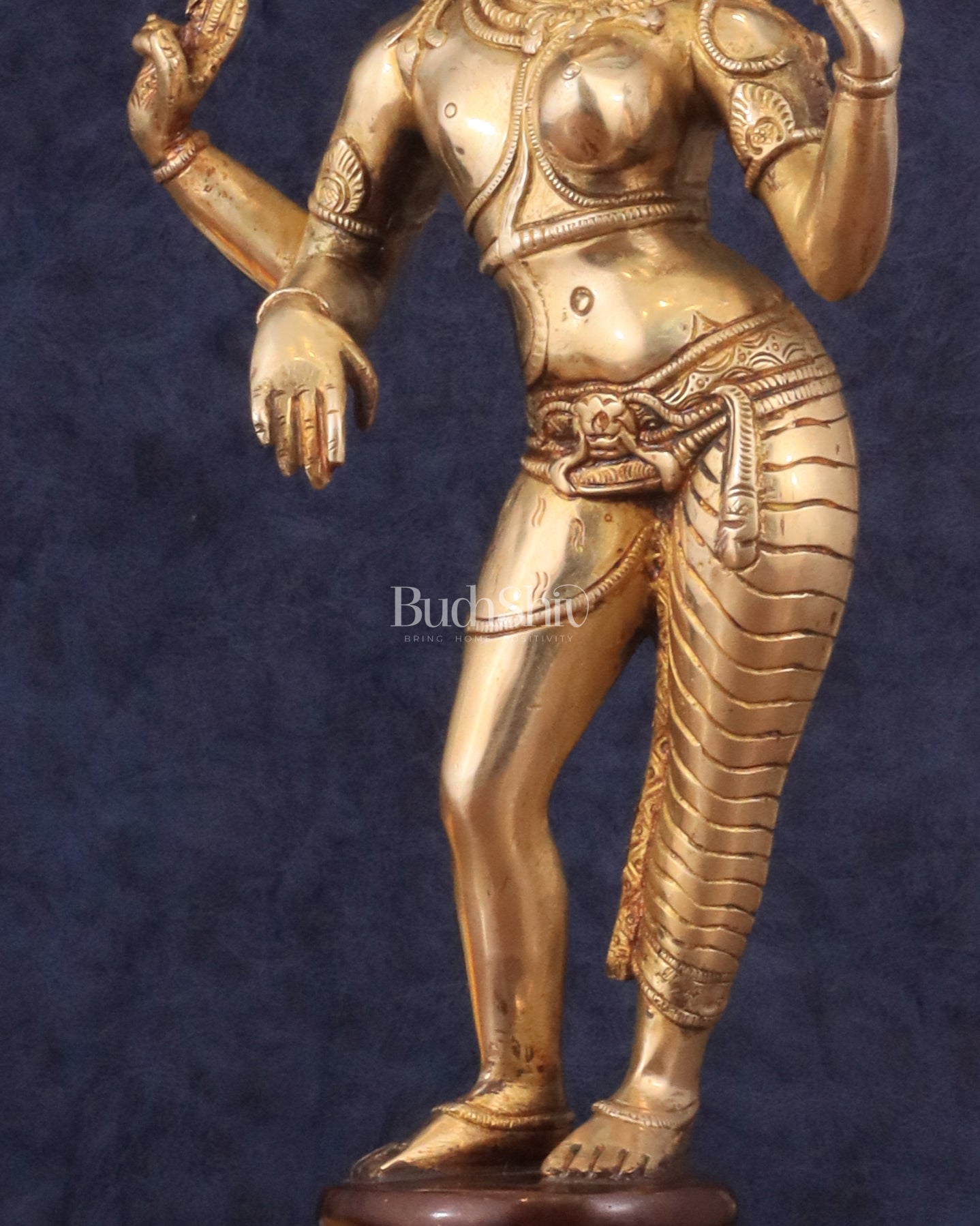 Pure Brass Ardhanarishwara Shiv Parvati Sculpture - 15.2 inch