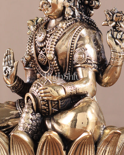 Brass Superfine Lakshmi Idol - 6 Inch lotus base