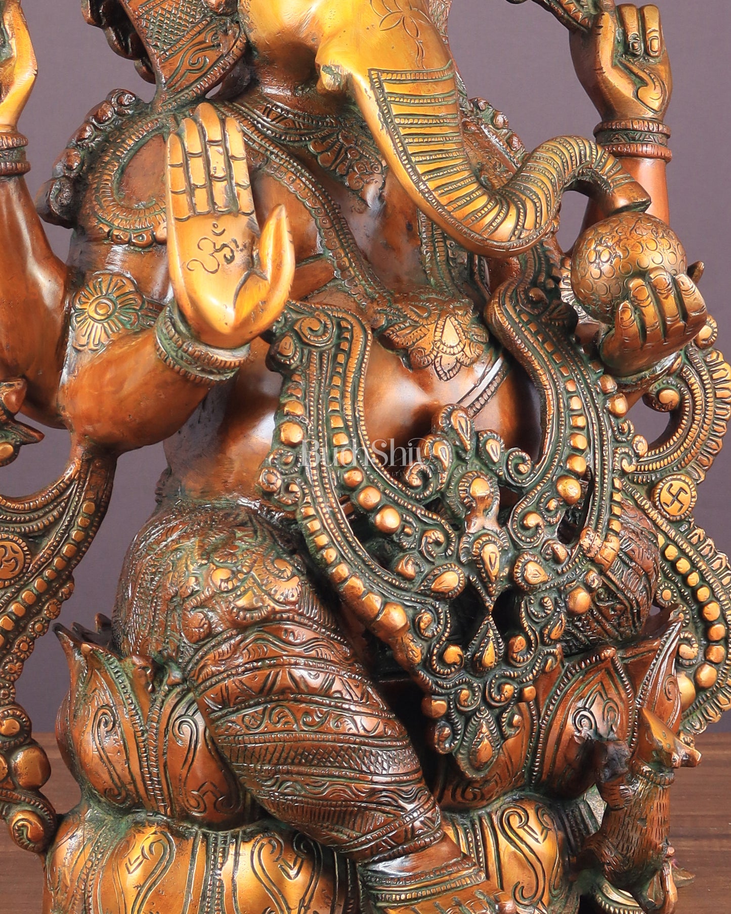 Ganesha Brass Idol 21 inches Vintage copper tone