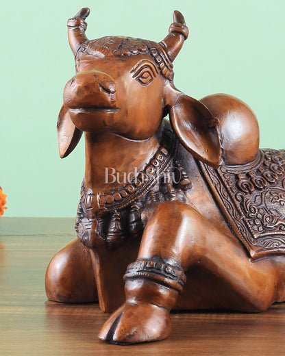 Brass Nandi Statue copper tone - 15 inch