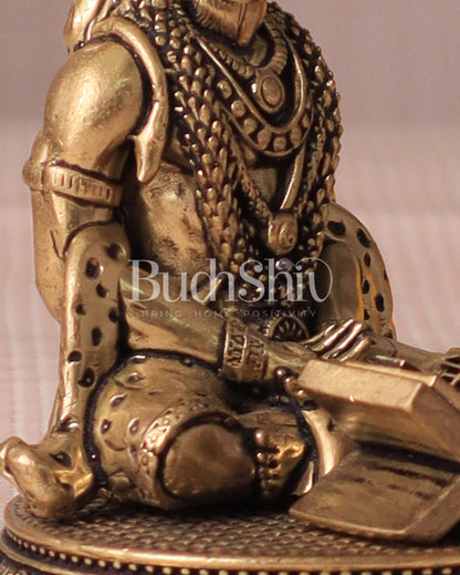 Brass Hanuman in Meditation with Ram Naam Book - 3.5"