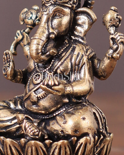 Pure brass Intricate Ganesha idol 2.5"