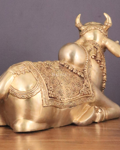 Handcrafted Brass Nandi Idol - 14.5" Height, 21" Width