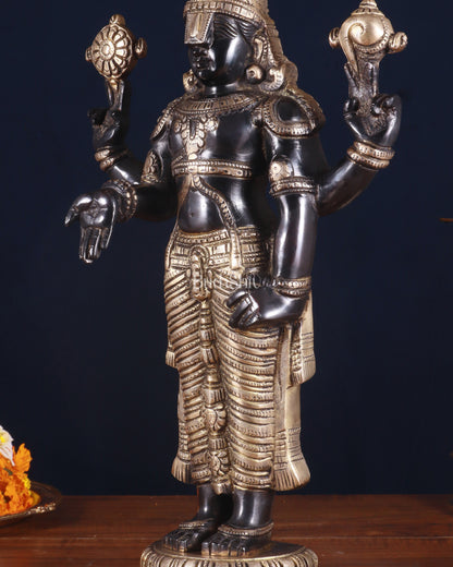 Brass Tirupati Balaji Statue 18 inch matte black and glossy gold