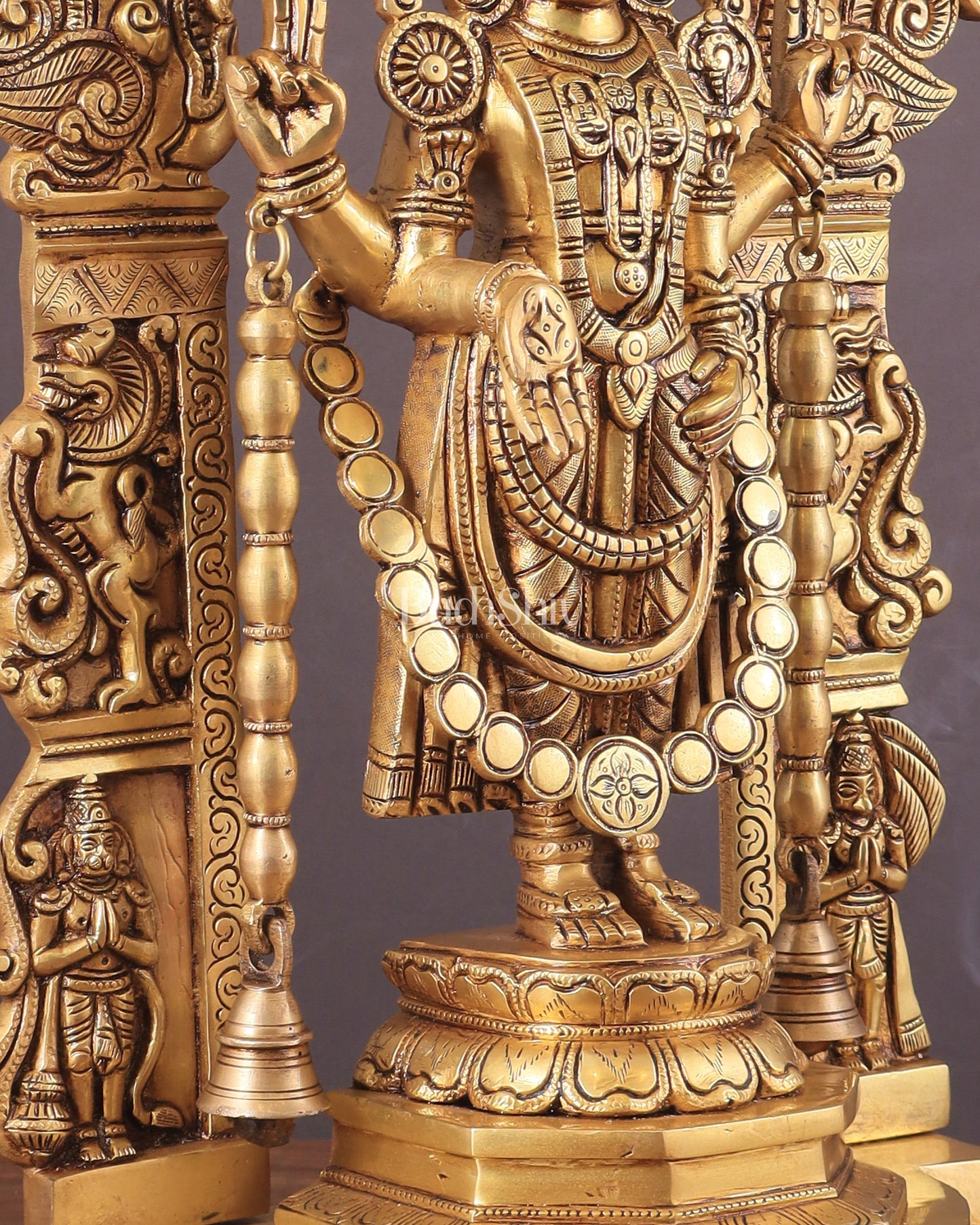 Large Brass Tirupati Balaji Statue with Hanuman and Garuda – 22 Inch