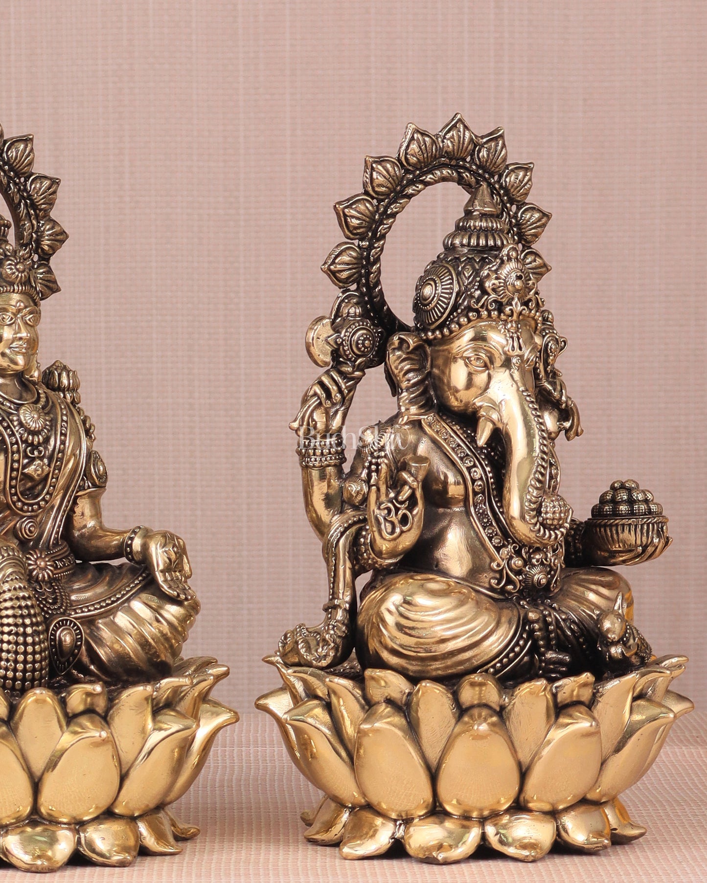 Ganesh Lakshmi Brass Superfine Idols - 8"