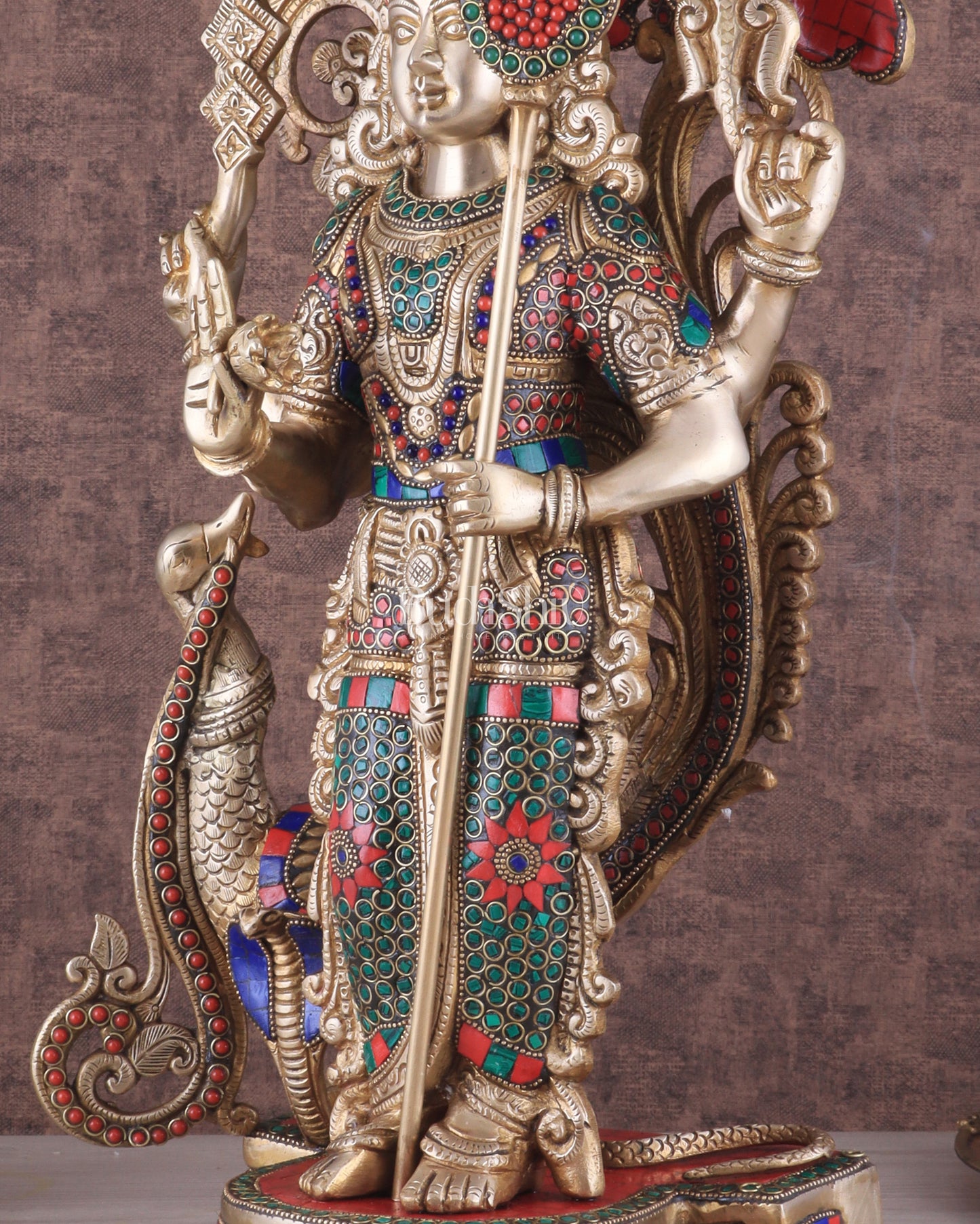 Unique Brass Kartikeya Lord Murugun Statue 20"