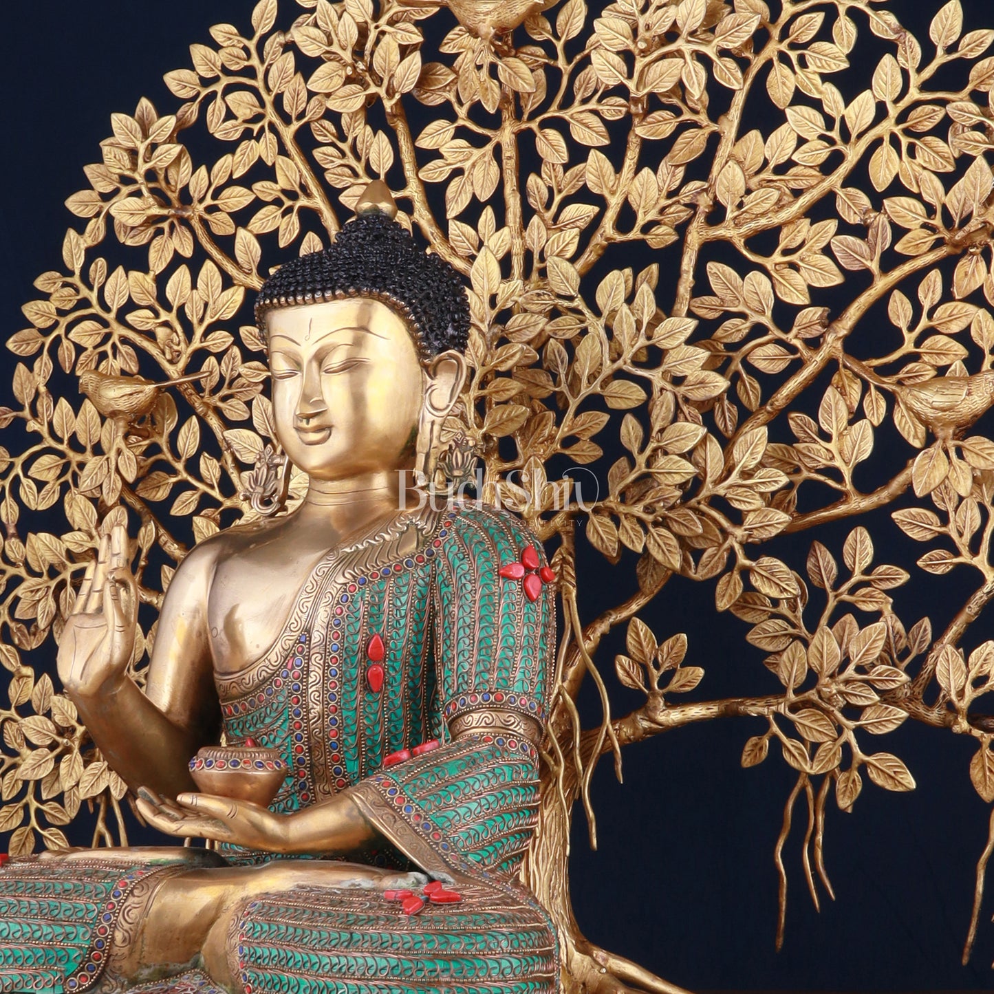 Brass Buddha Idol & Kalpavriksha Tree combo