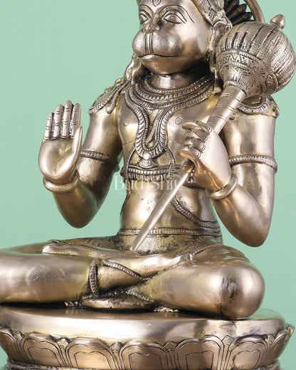 Handcrafted Brass Lord Hanuman Murti | 18" Height matte finish