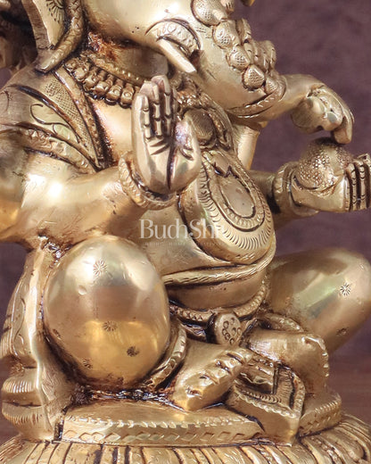 Pure Brass Ganesha Idol - 7.5" Height