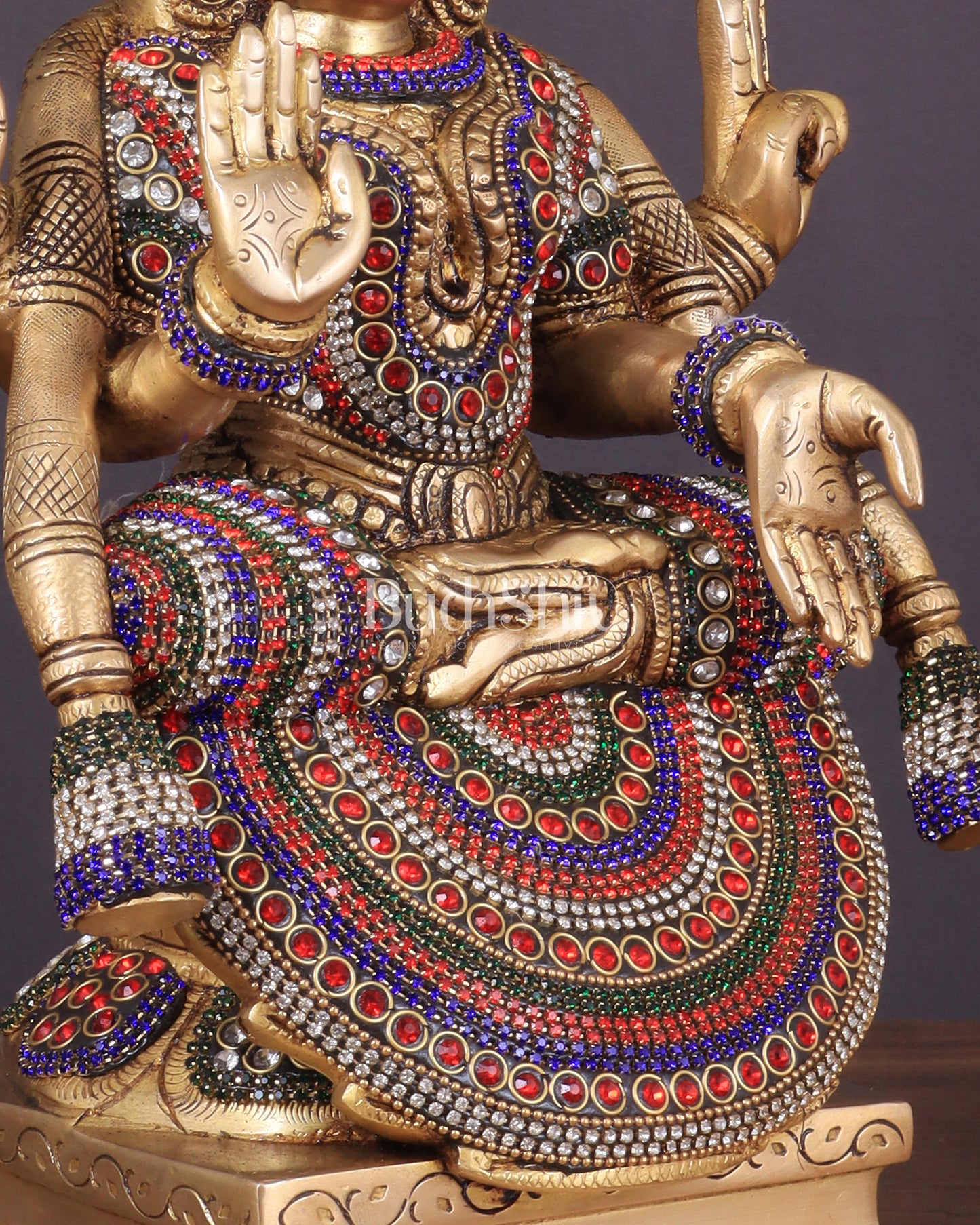 Brass Goddess Lakshmi as Padmavati Statue Murti Idol | 12.5" jewels meenakari