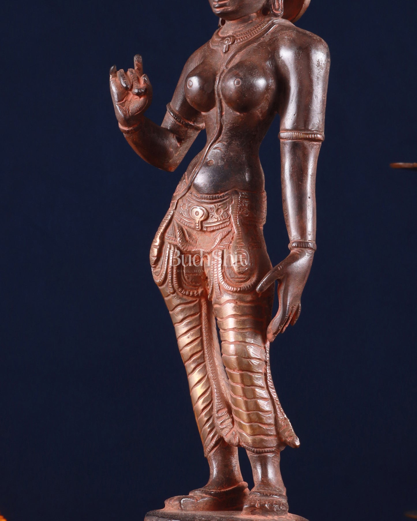 Brass Devi Parvati Uma Idol | 10 Inches | red sand finish