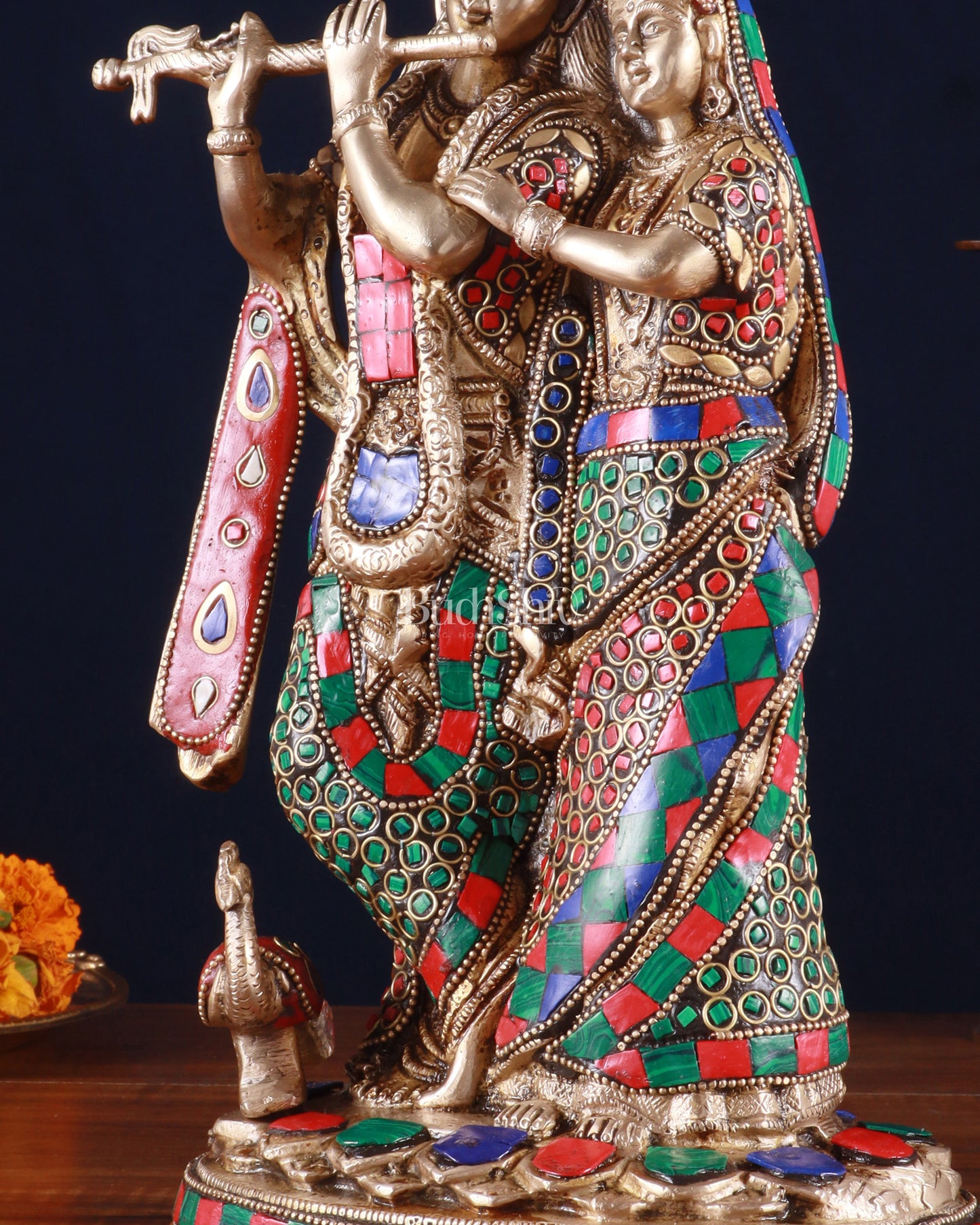 Brass Radha Krishna Idol 12 inch meenakari work