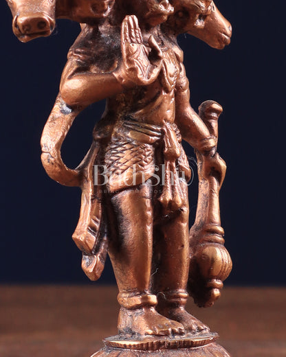 Pure Copper Standing Panchmukhi Hanuman Idol 4.5"