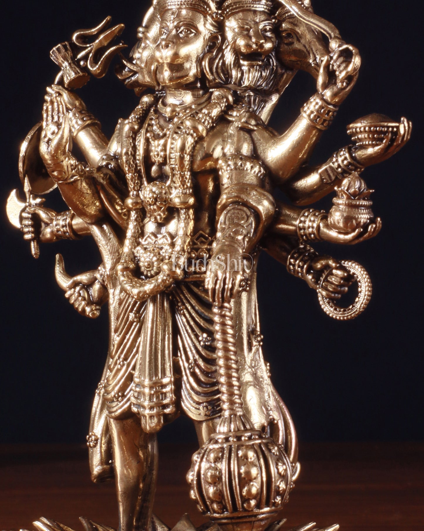 Superfine Brass Standing Panchmukhi Hanuman Idol – 5 Inch