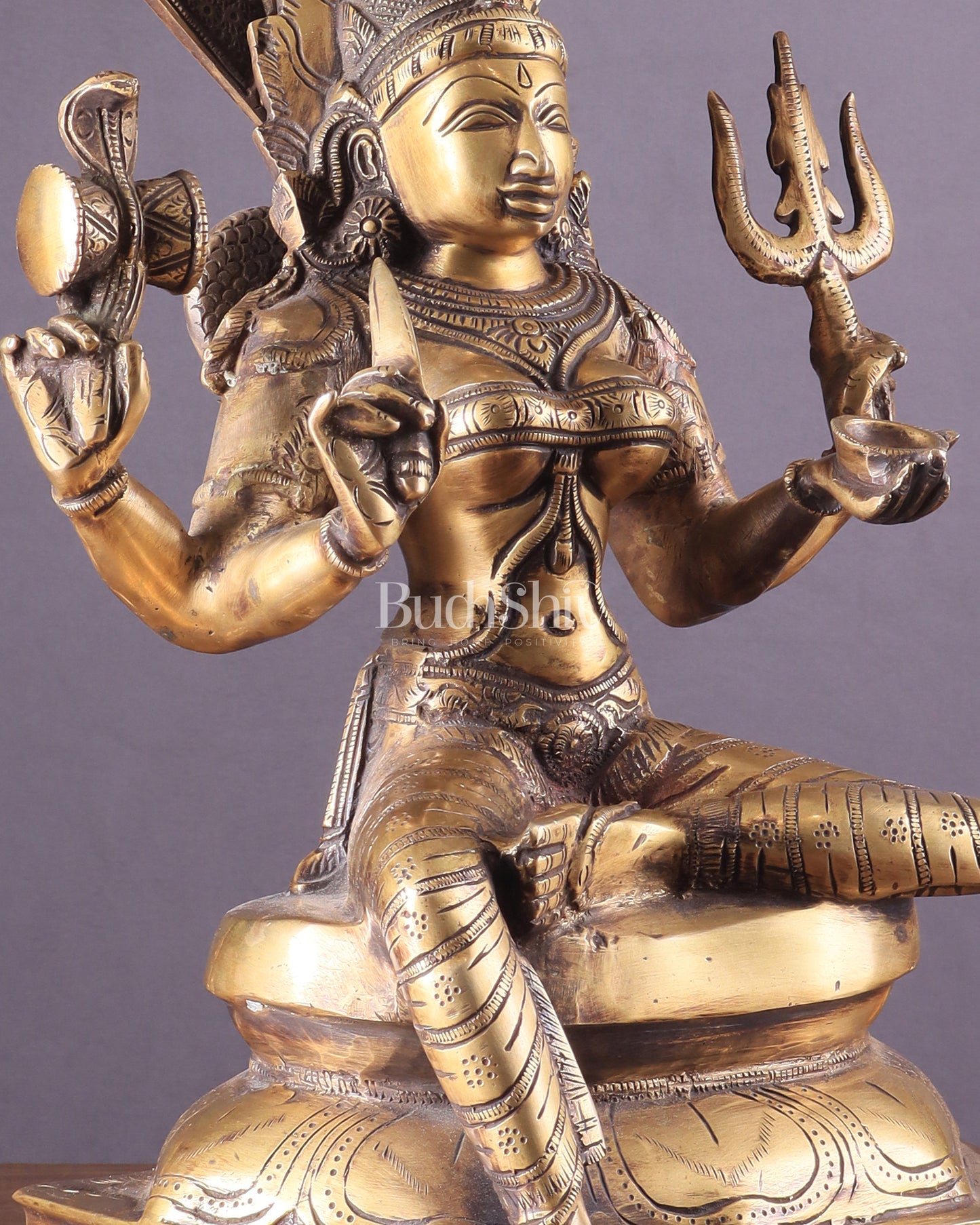 Pure Brass Goddess Mariamman Statue – Hindu Goddess of Rain 19"