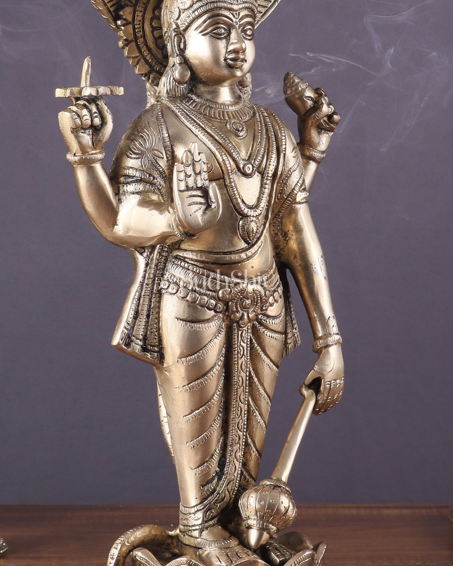 Brass Vishnu with sheshanaag standing statue 17 inch