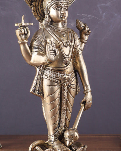 Brass Vishnu with sheshanaag standing statue 17 inch