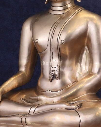 Pure Brass Large Buddha in Bhoomisparsha Nirvana Mudra - 23